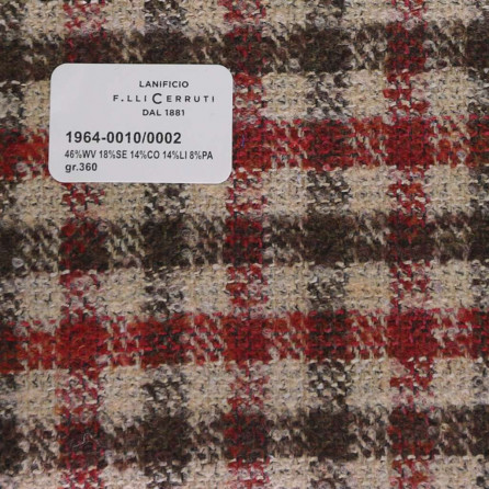 1964-0010-0002 Cerruti Lanificio - Vải Suit 100% Wool - Caro Đỏ